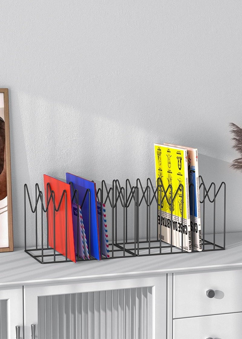 TCJ 2 Sets Wire File Organizer for Desk,File Folder Holder/Rack/Stand,File Sorter Organizer,Desktop Record/Clipboard Holder,8 Sections Storage,Anti-Scratch/Rusty,Steel Stable Holder,Black - Image 5